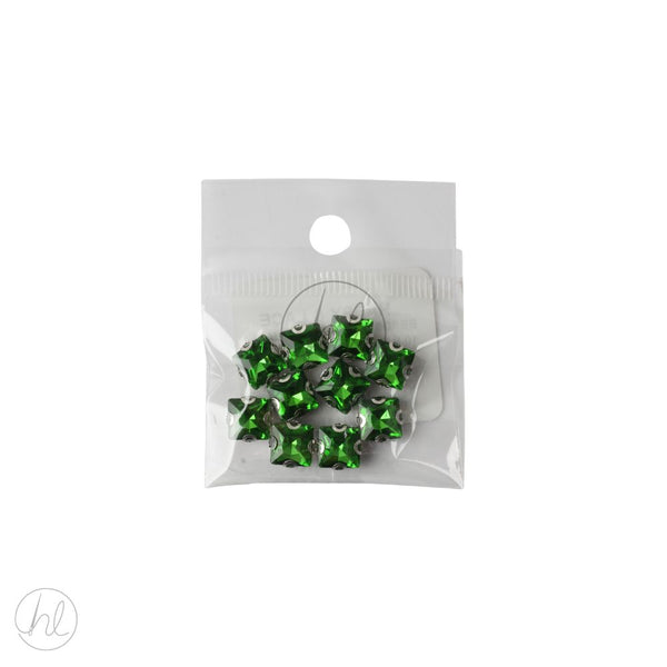 BEADS DIAMANTE SQUARE 10 P/P EMERALD FREE