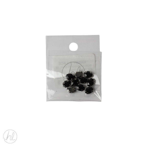 BEADS DIAMANTE OVAL 10 P/P BLACK FREE