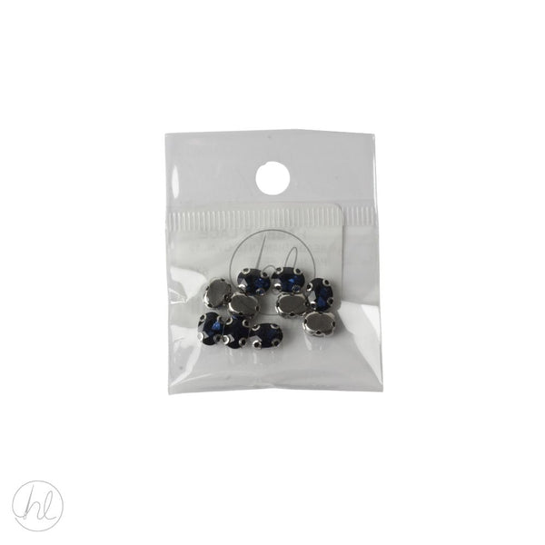 BEADS DIAMANTE OVAL 10 P/P NAVY FREE