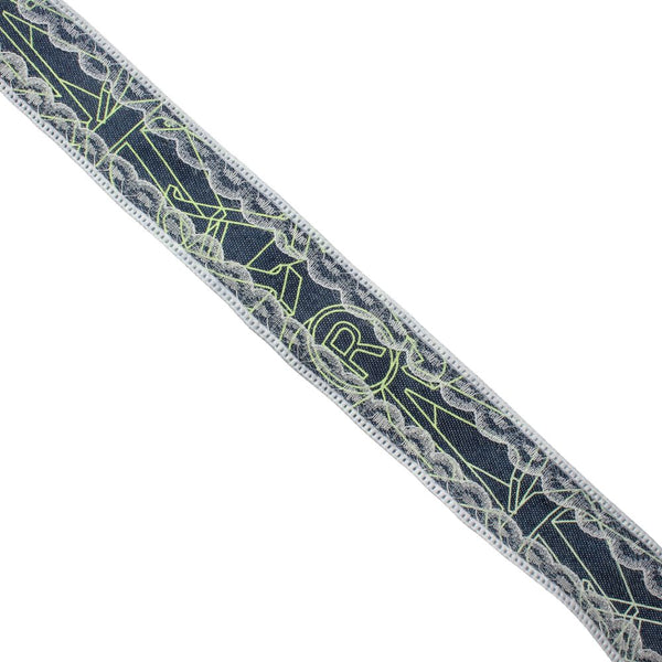 RIBBON DENIM STRIPE LACE 25MM NEON/GREEN FREE