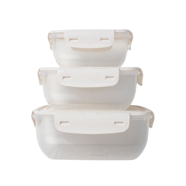 STORAGE BOX WITH LID 3PCE CREAM FREE
