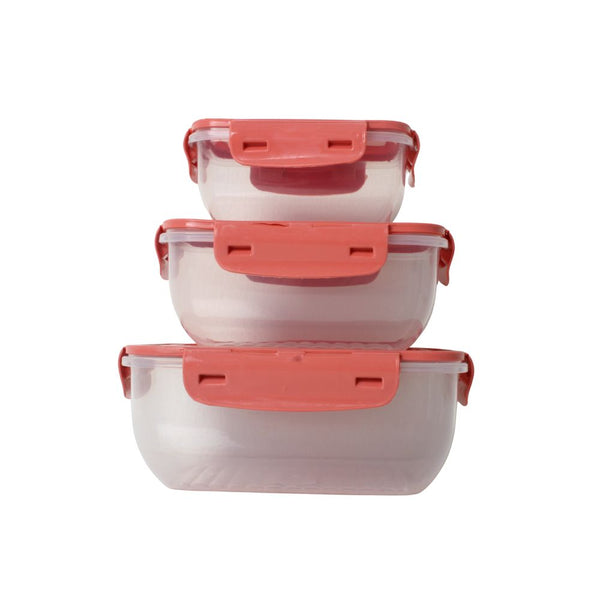 STORAGE BOX WITH LID 3PCE CORAL FREE