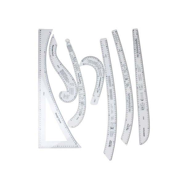 RULER CURVE SET 8PC WITH BAG  WHITE FREE