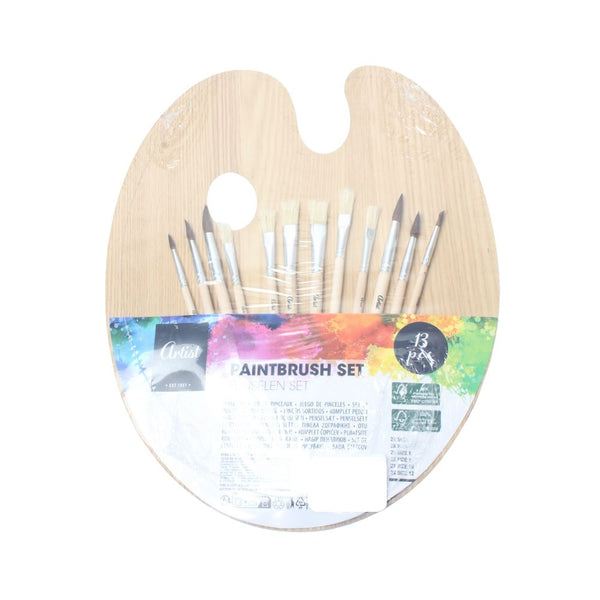 BRUSH SET 12PC & WOODEN PALETT MULTI 492100380