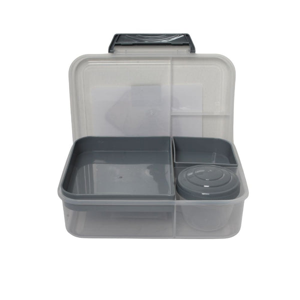 LUNCHBOX WITH CUP & 2 TRAYS  GREY FREE