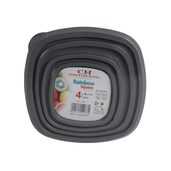CONTAINER RAINBOW 4PCE GREY FREE