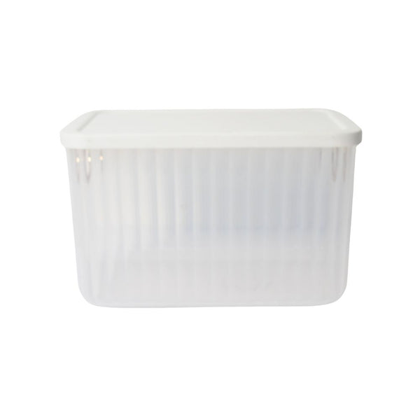 STORAGE BASKET WITH LID  ABY-4536 WHITE MED