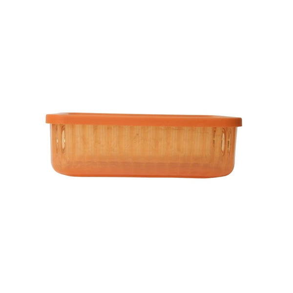 STORAGE BASKET WITH LID  ABY-4535 ORANGE SMALL