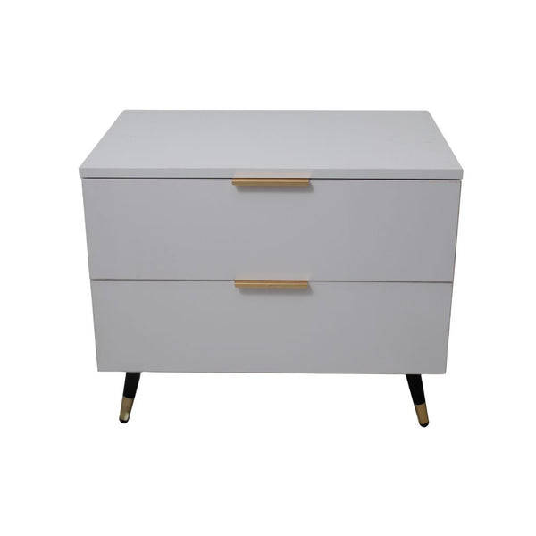 PEDESTAL FULL GLASS 2 DRAW WHITE