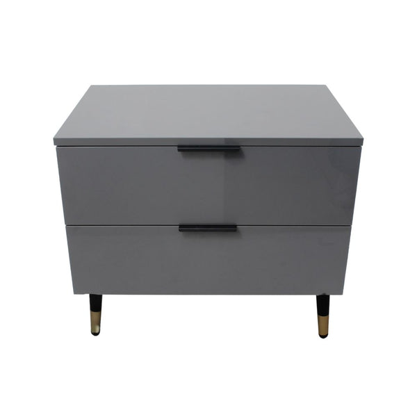 PEDESTAL FULL GLASS 2 DRAW GREY