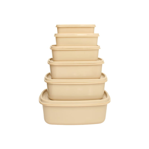 CONTAINER RAINBOW RECT 6PCS BEIGE