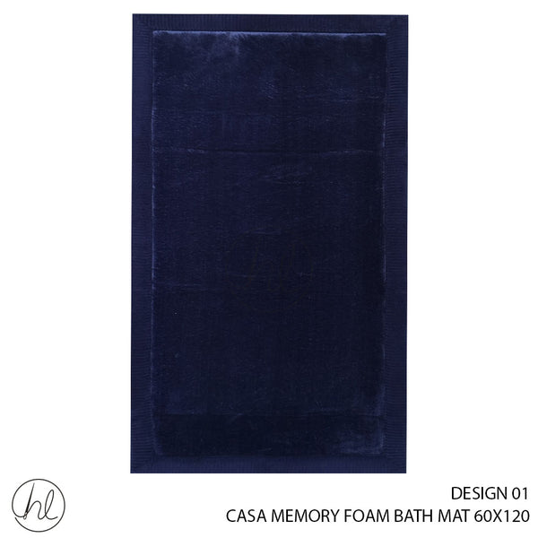 CASA MEMORY FOAM BATH MAT (60X120) (DESIGN 01) (NAVY)