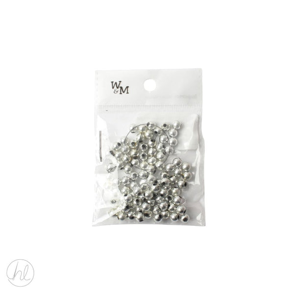 BEADS ROUND 6MM  SILVER CB3224