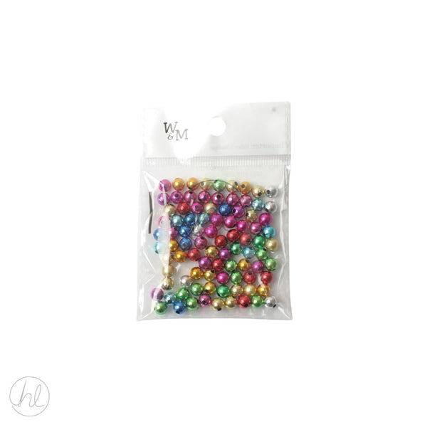 BEADS ROUND METALLIC 6MM  MULTI CB3227