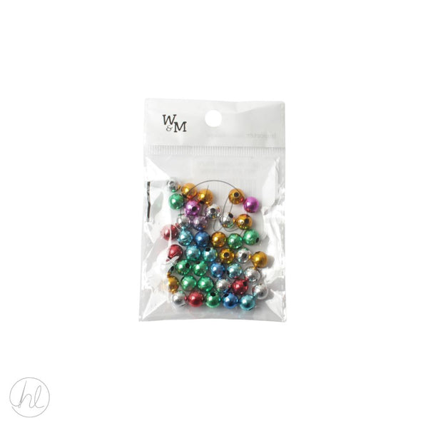 BEADS ROUND METALLIC 8MM  MULTI CB3228