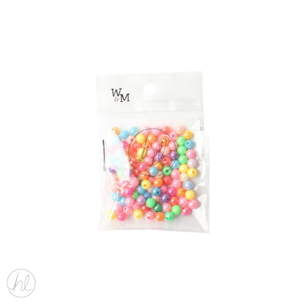 BEADS ROUND PASTEL 6MM  MULTI FREE