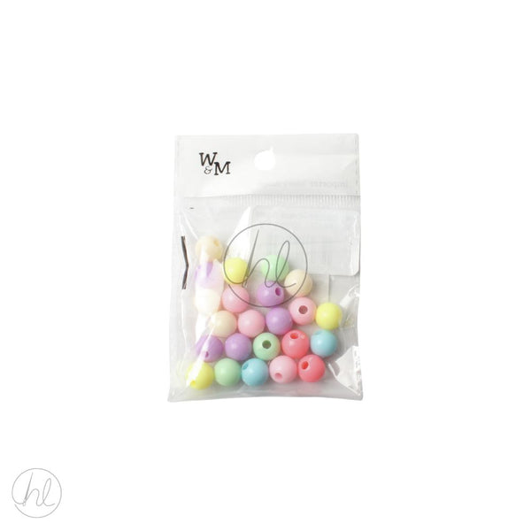 BEADS ROUND PASTEL 10MM  MULTI FREE