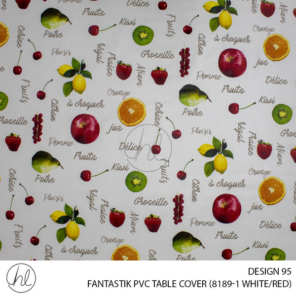 FANTASTIK PVC TABLE COVER (DESIGN 95) (140CM) (PER M) (WHITE/RED)