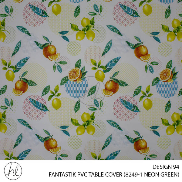 FANTASTIK PVC TABLE COVER (DESIGN 94) (140CM) (PER M) (NEON GREEN)