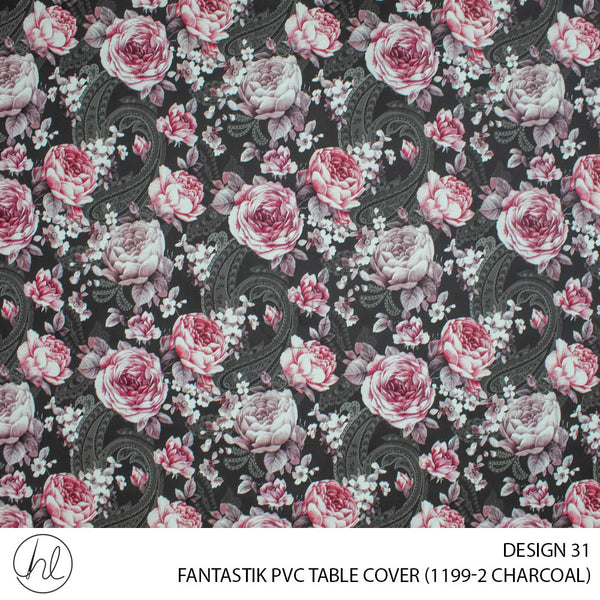 FANTASTIK PVC TABLE COVER (DESIGN 31) (140CM) (PER M) (CHARCOAL)