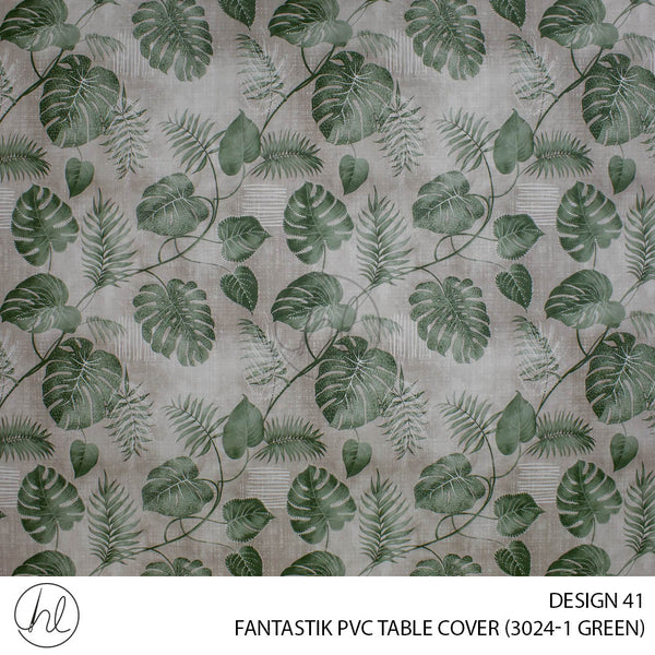 FANTASTIK PVC TABLE COVER (DESIGN 41) (140CM) (PER M) (GREEN)
