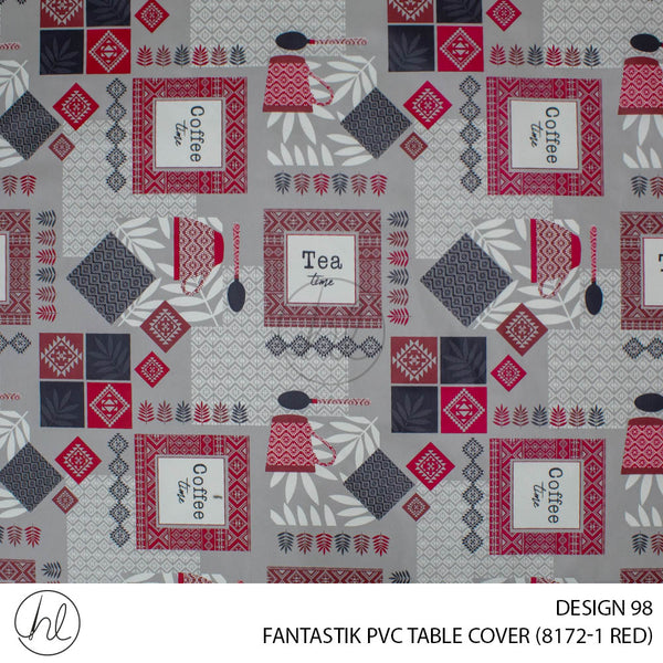 FANTASTIK PVC TABLE COVER (DESIGN 98) (140CM) (PER M) (RED)