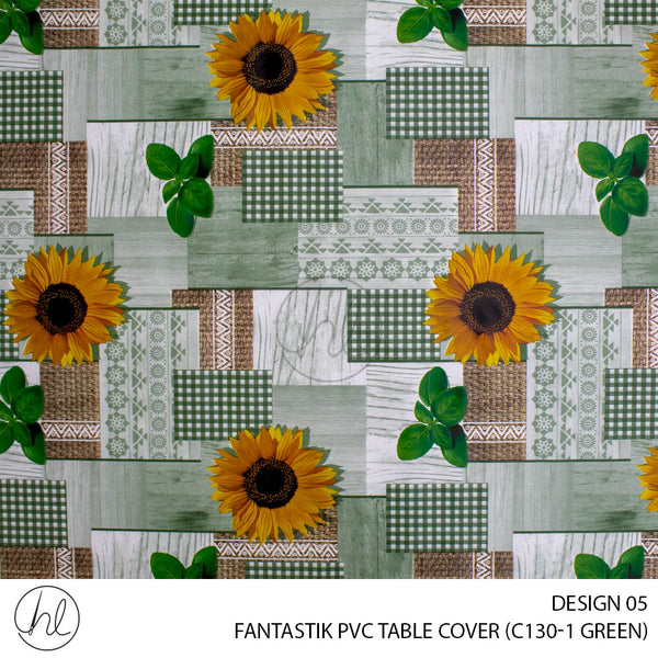 FANTASTIK PVC TABLE COVER (DESIGN 05) (140CM) (PER M) (GREEN)