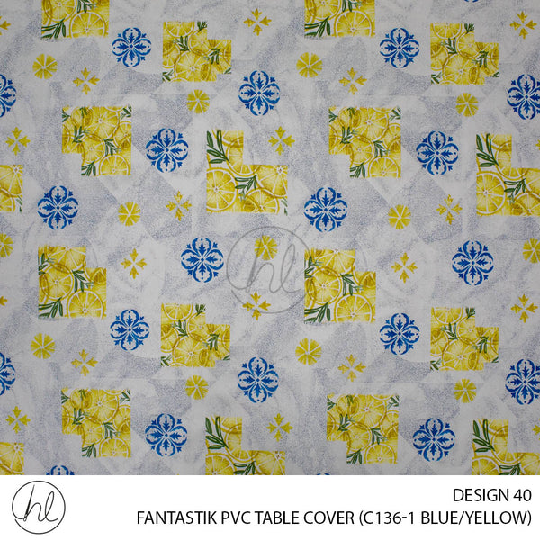 FANTASTIK PVC TABLE COVER (DESIGN 40) (140CM) (PER M) (BLUE/YELLOW)