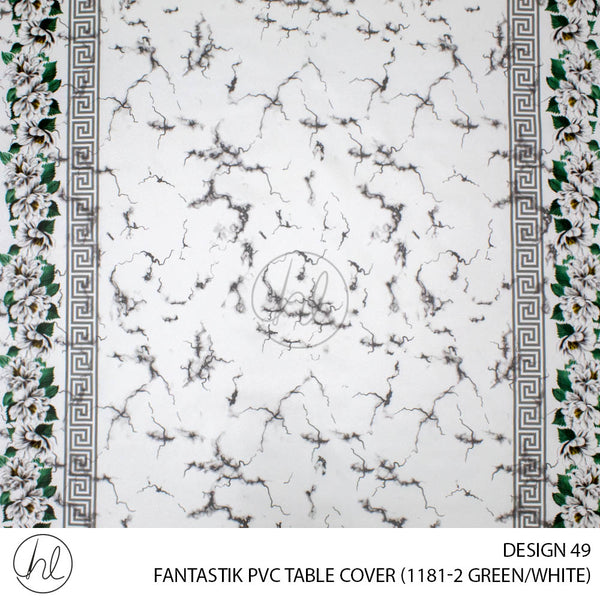 FANTASTIK PVC TABLE COVER (DESIGN 49) (140CM) (PER M) (GREEN/WHITE)