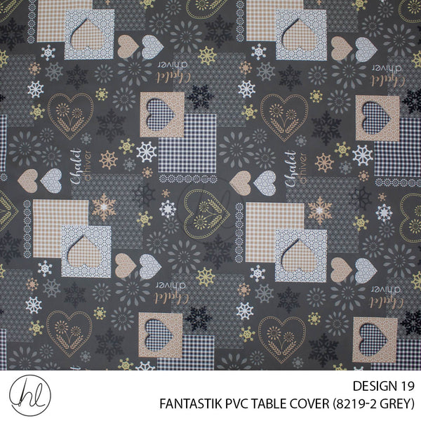 FANTASTIK PVC TABLE COVER (DESIGN 19) (140CM) (PER M) (DARK GREY)