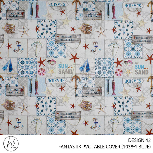 FANTASTIK PVC TABLE COVER (DESIGN 42) (140CM) (PER M) (BLUE)