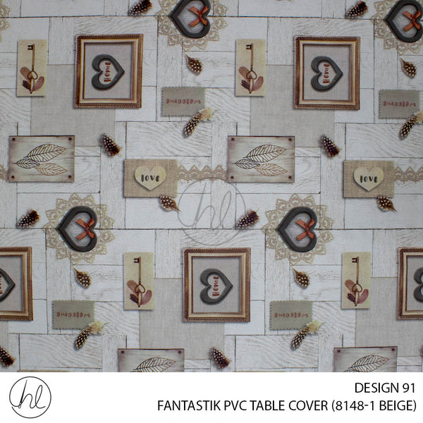 FANTASTIK PVC TABLE COVER (DESIGN 91) (140CM) (PER M) (BEIGE)