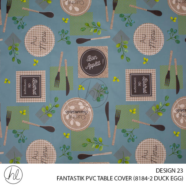 FANTASTIK PVC TABLE COVER (DESIGN 23) (140CM) (PER M) (DUCK EGG)