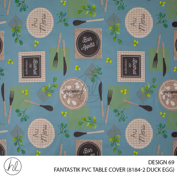 FANTASTIK PVC TABLE COVER (DESIGN 69) (140CM) (PER M) (DUCK EGG)