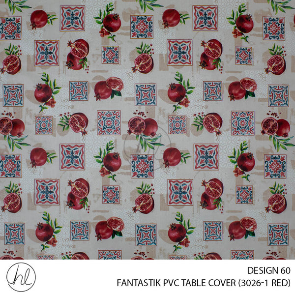 FANTASTIK PVC TABLE COVER (DESIGN 60) (140CM) (PER M) (RED)