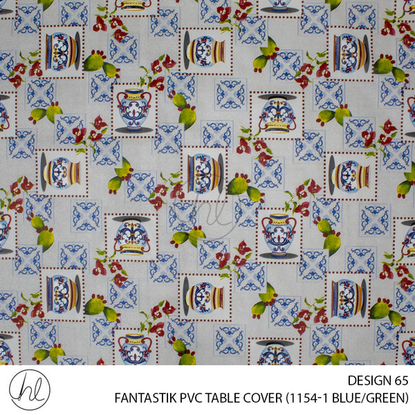 FANTASTIK PVC TABLE COVER (DESIGN 65) (140CM) (PER M) (BLUE/GREEN)
