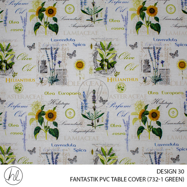 FANTASTIK PVC TABLE COVER (DESIGN 30) (140CM) (PER M) (GREEN)