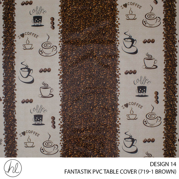 FANTASTIK PVC TABLE COVER (DESIGN 14) (140CM) (PER M) (BROWN)