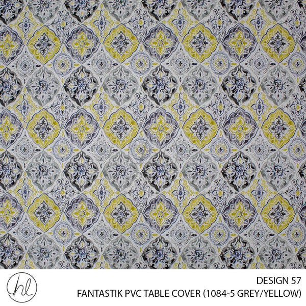 FANTASTIK PVC TABLE COVER (DESIGN 57) (140CM) (PER M) (GREY/YELLOW)