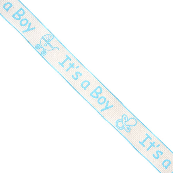 RIBBON CTTN ITS A BOY 20MM BLUE RV71-09