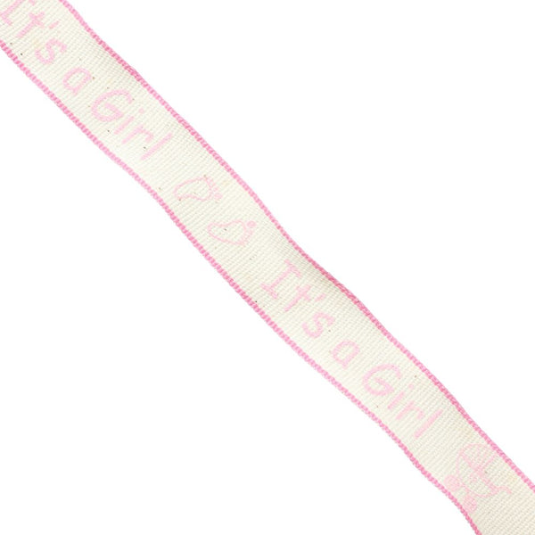 RIBBON CTTN ITS A GIRL 20MM PINK RV71-10