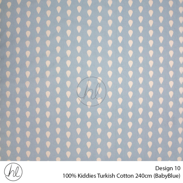 100% Kiddies Turkish Cotton (Design 10) (240cm) (Per M) (Baby Blue)