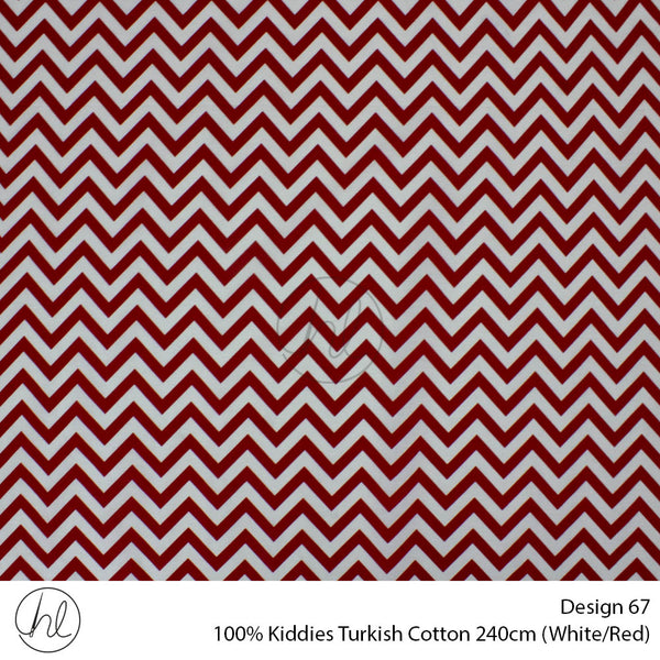 100% Kiddies Turkish Cotton (Design 67) (240cm) (Per M) (Red)