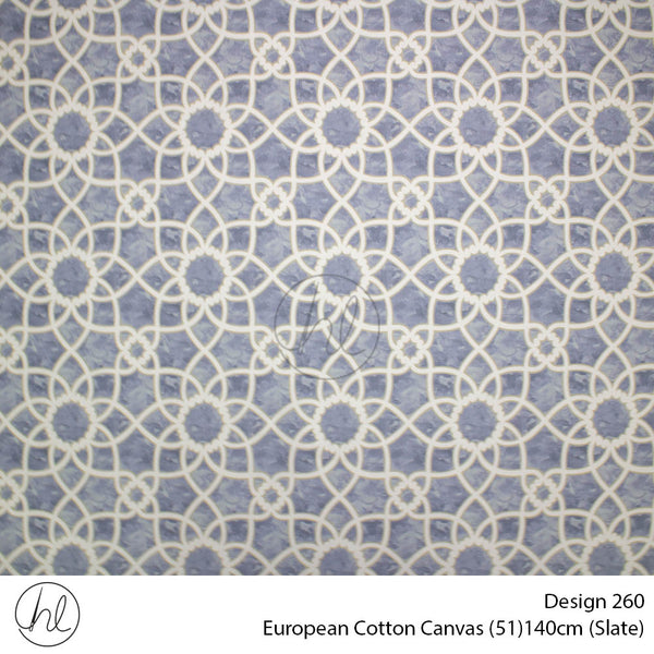 European Cotton Canvas (Buy 10M OR More R49.99 PM (Design 260) (140cm) (Per m) (Slate)