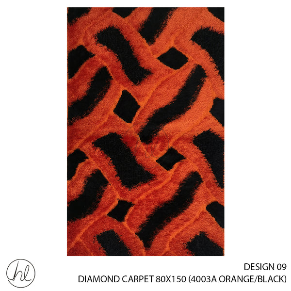 DIAMOND CARPET (80X150) (DESIGN 09) (ORANGE/BLACK)