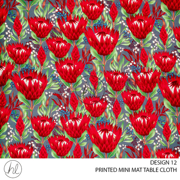 PRINTED MINI MATT TABLE CLOTH (LJ) (RED/DGREY/FYNBOS) (145X250)