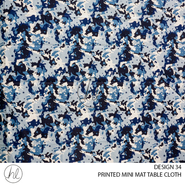 PRINTED MINI MATT TABLE CLOTH (LJ) (BLUE/ARMY) (145X250)