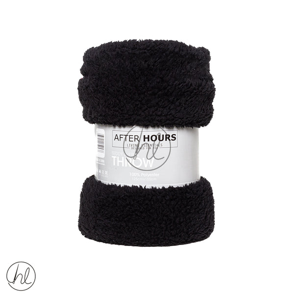 Brushed Sherpa Throw (Assorted) (Black) (125x150cm)