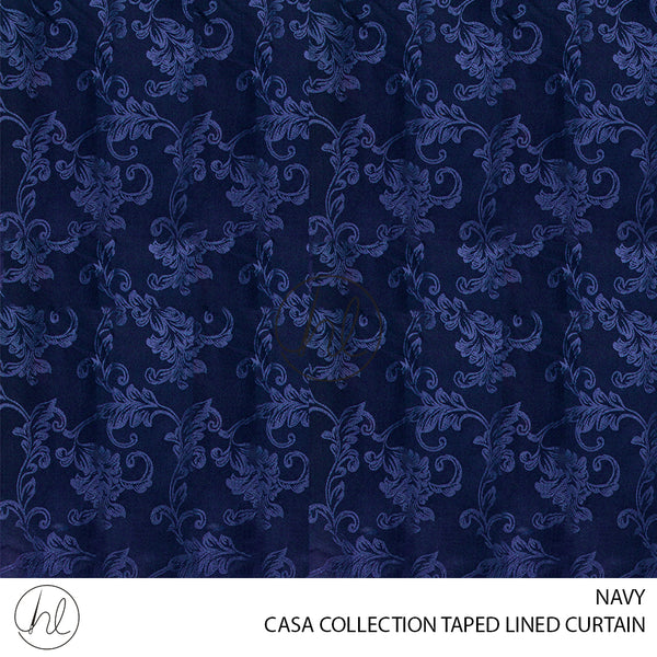 TAPED LINED READY-MADE CURTAIN (CASA COLLECTION) (NAVY) (230X218CM)