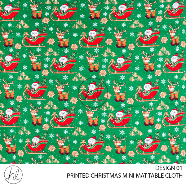 PRINTED CHRISTMAS MINI MATT TABLE CLOTH (DESIGN 01) (GREEN) (145X250)